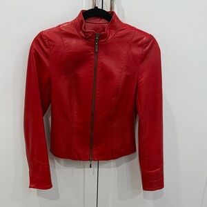Danier Women's Bold Red Lamb Skin Leather Jacket